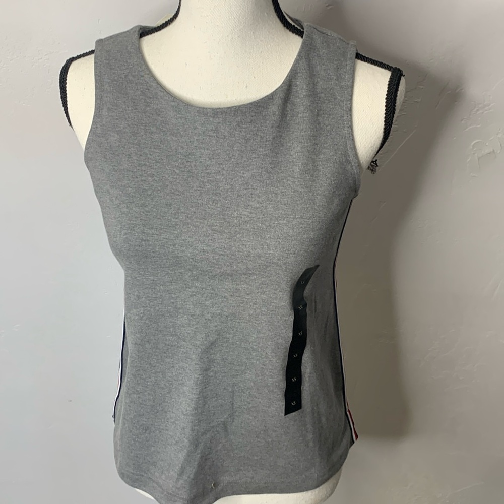Banana Republic NWT Gray Tank Top with Red White Blue Stripe at Side XS